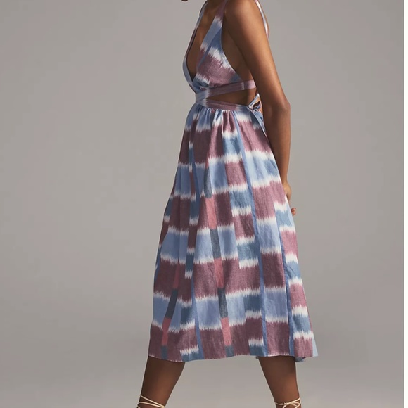 Anthropologie Deep-V Midi Dress NWT sz XXS - Picture 3 of 5